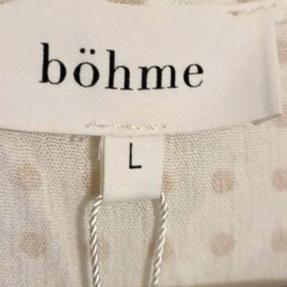 BÖHME Ivory/Cream Polka Dot Femme Midi Dress Ruffled V-neck Button Front NWT LG - Picture 12 of 15